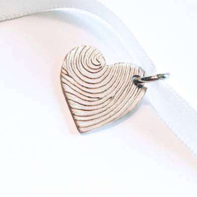 Modern heart fingerprint pendant